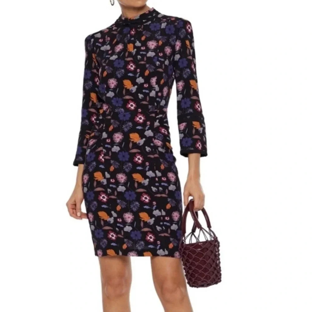 Ba&sh Mini Dress Maha Pleated Multicolor Floral Dress Size 2